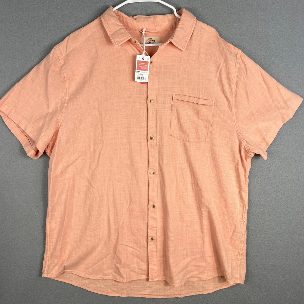 Marine Layer Stretch Selvage Short Sleeve Shirt Mens XXL 2XL Summer Beach Casual